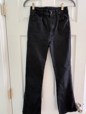 MOTHER Black High-Rise Flared Jeans
